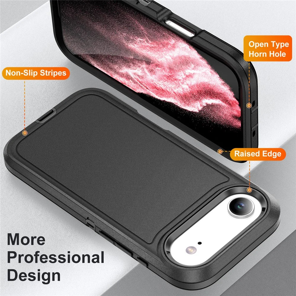 For iPhone Air Case PC + Silicone + EVA 3 in 1 Shockproof Phone Cover - Black + Black - 3