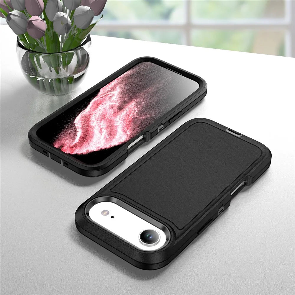 For iPhone Air Case PC + Silicone + EVA 3 in 1 Shockproof Phone Cover - Black + Black - 7