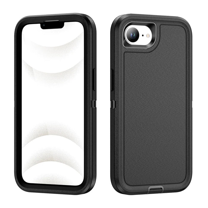 For iPhone 17e / 16e Case PC + Silicone + EVA 3 in 1 Shockproof Phone Cover - Black + Black - 1