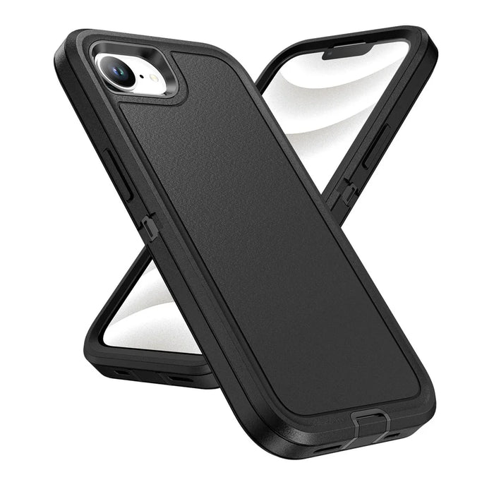 For iPhone 17e / 16e Case PC + Silicone + EVA 3 in 1 Shockproof Phone Cover - Black + Black - 2