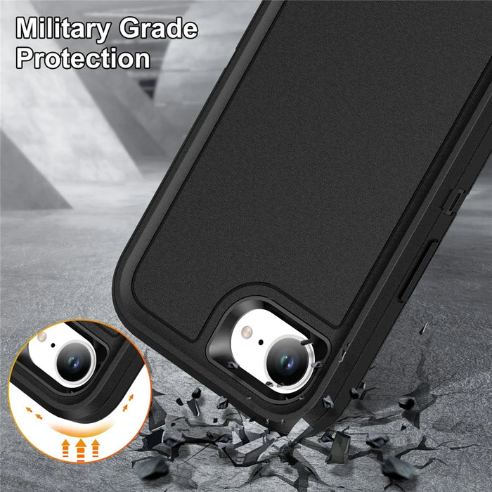 For iPhone 17e / 16e Case PC + Silicone + EVA 3 in 1 Shockproof Phone Cover - Black + Black - 5