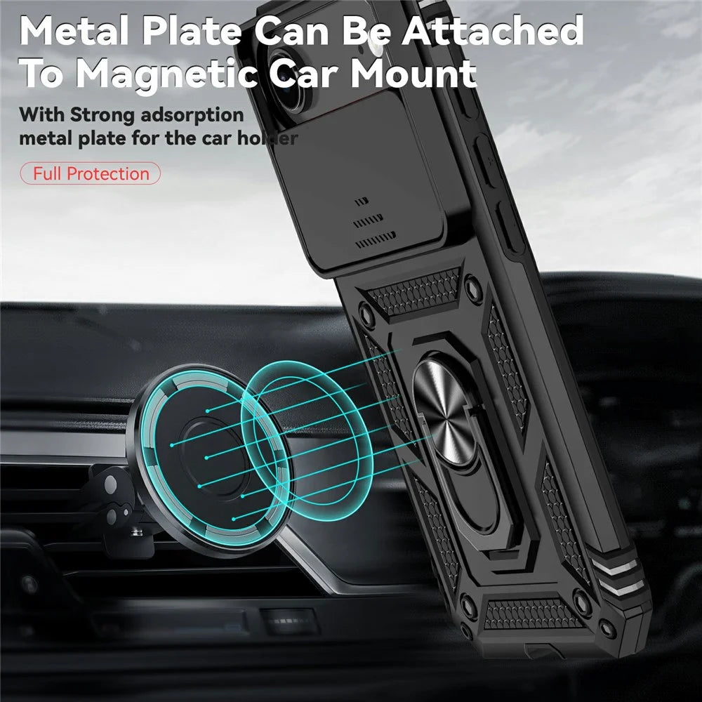 For iPhone Air Case PC + TPU Phone Cover with Lens Protection Kickstand - Black - 5