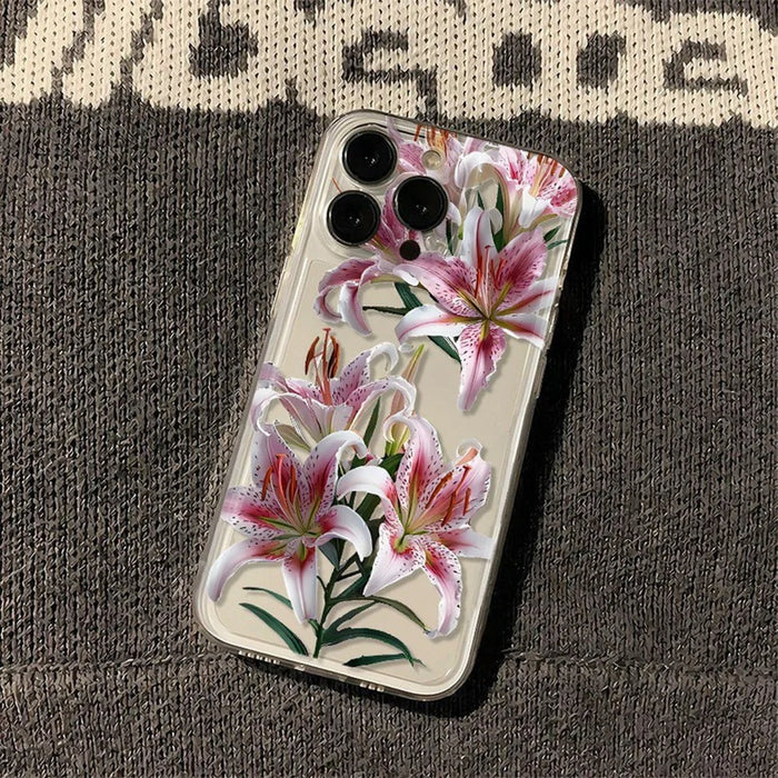 For iPhone 15 Pro Max Case Floral Lily Pattern TPU Phone Cover - 2
