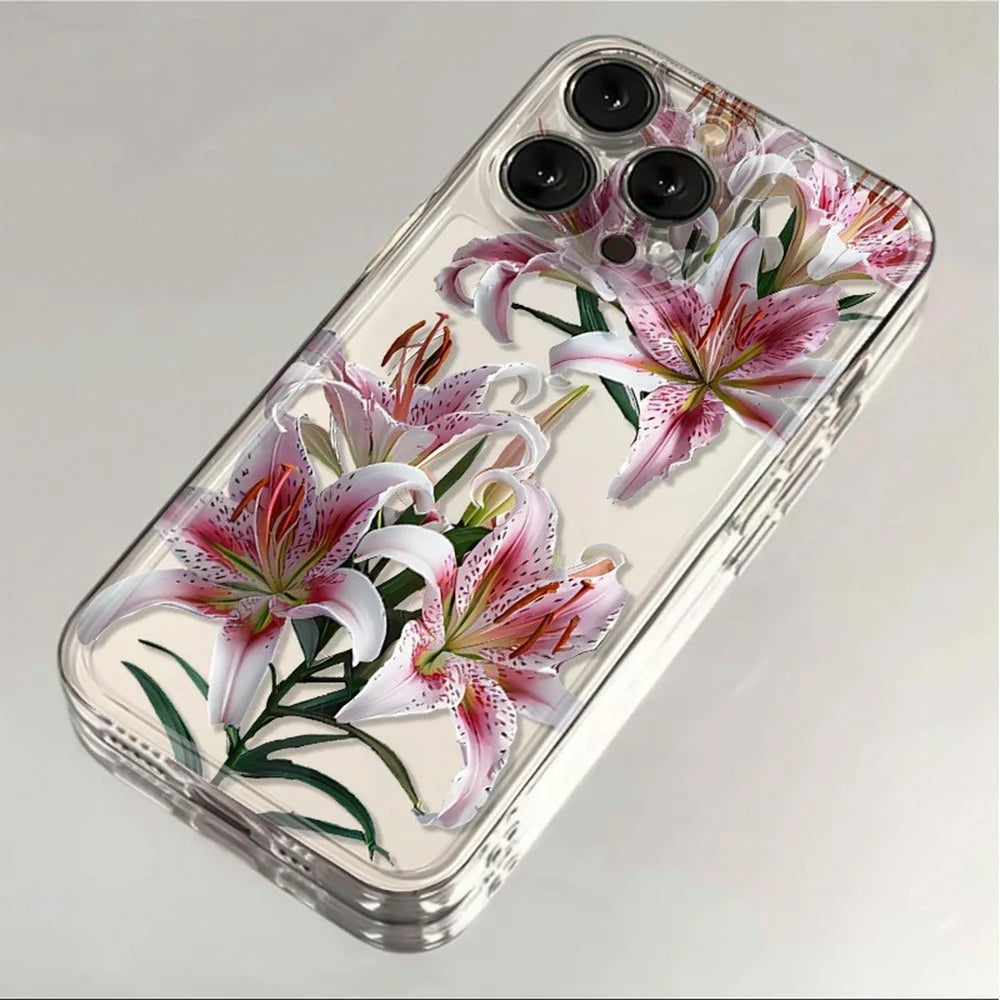 For iPhone 14 Pro Case Floral Lily Pattern TPU Phone Cover - 1