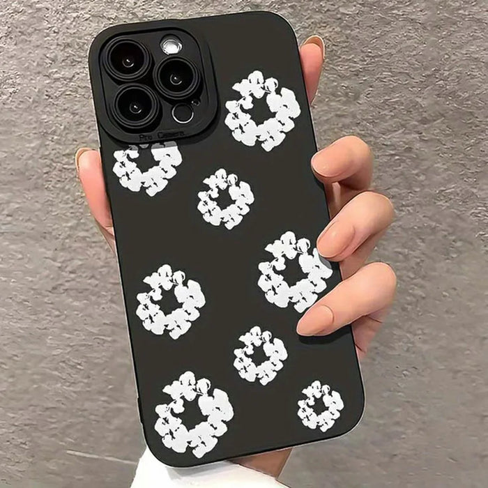 For iPhone 14 Pro Case White Floral Pattern TPU Phone Cover - 1