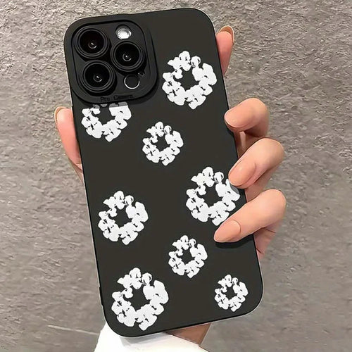 For iPhone 15 Pro Case White Floral Pattern TPU Phone Cover - 1