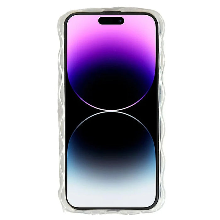 For iPhone 14 Pro Case Oil Painting Flower Pattern TPU Phone Cover with Curly Wave Frame - 2