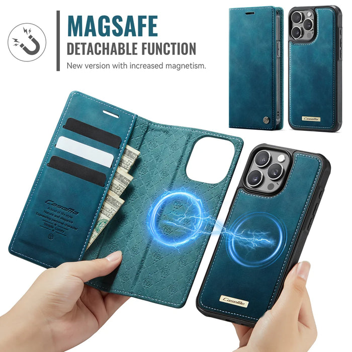 CASEME For iPhone 12 Pro Max 6.7 inch Case  C49  Compatible with MagSafe RFID Blocking Detachable Wallet Leather Phone Cover - Green - 6