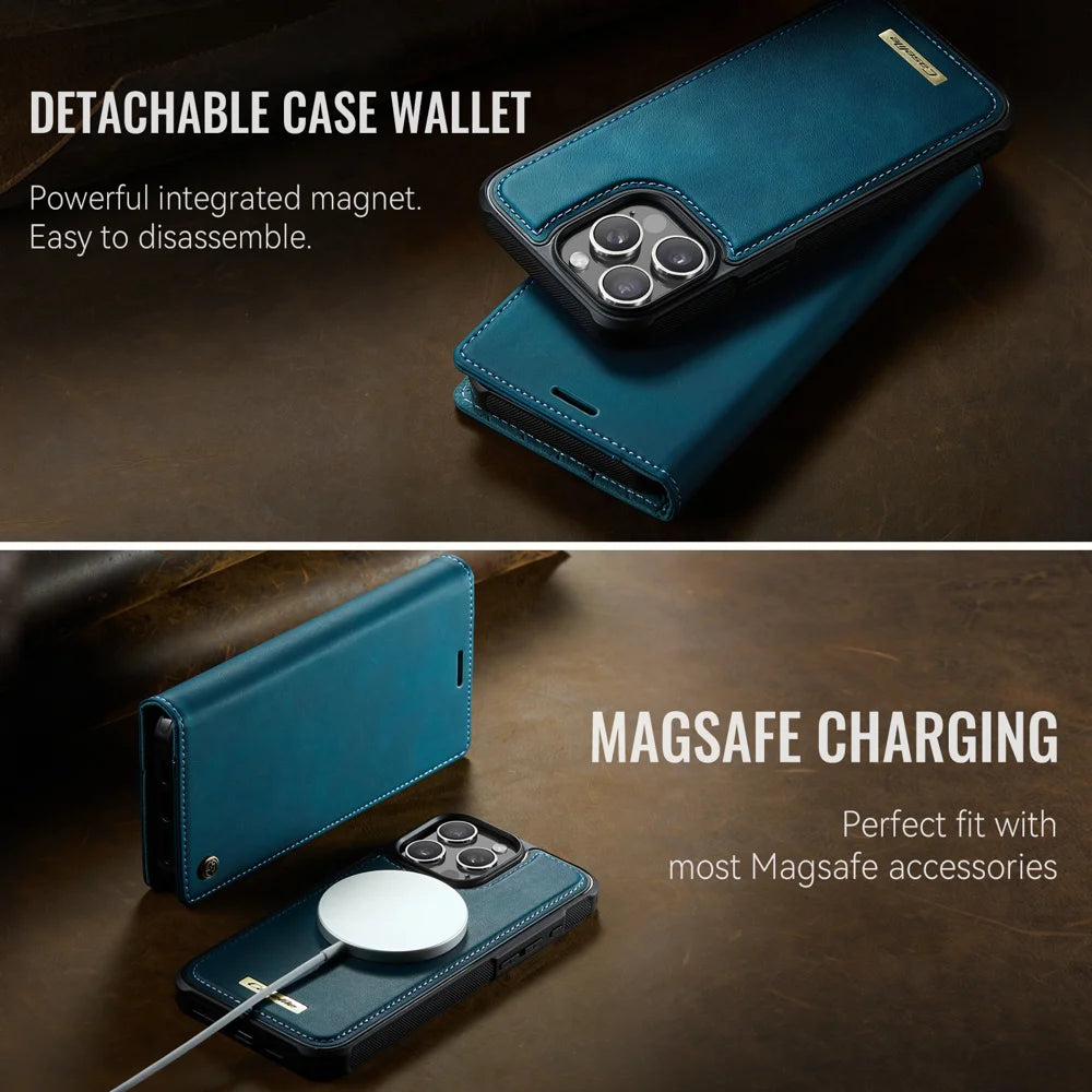 CASEME For iPhone 12 Pro Max 6.7 inch Case  C49  Compatible with MagSafe RFID Blocking Detachable Wallet Leather Phone Cover - Green - 7