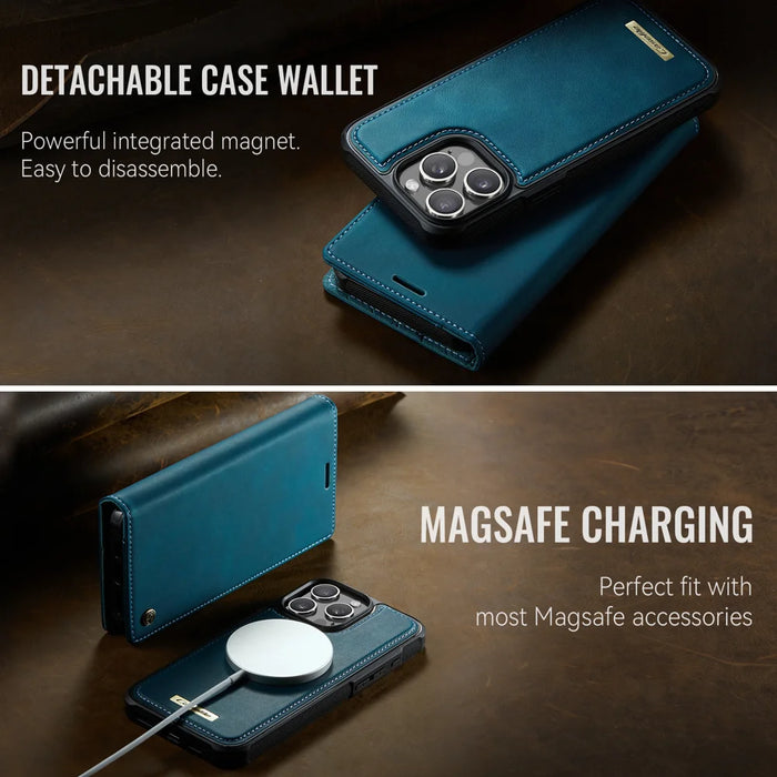 CASEME For iPhone 12 Pro Max 6.7 inch Case  C49  Compatible with MagSafe RFID Blocking Detachable Wallet Leather Phone Cover - Green - 7