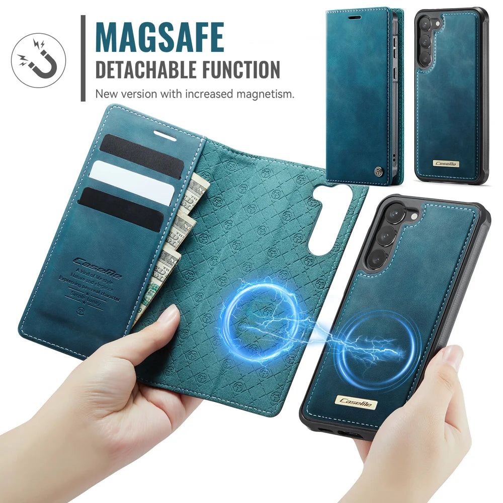CASEME For Samsung Galaxy S23 Case  C49 Magnetic Case RFID Blocking Detachable Wallet Leather Phone Cover - Green - 6