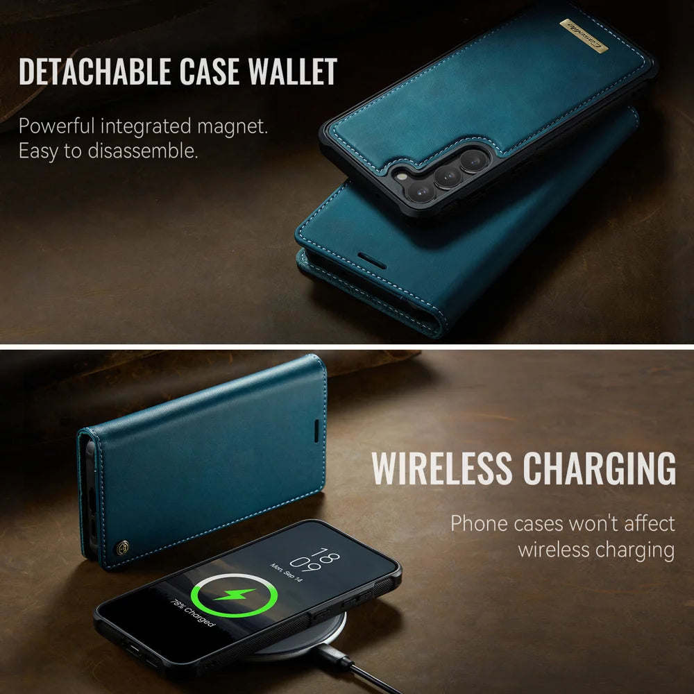 CASEME For Samsung Galaxy S23 Case  C49 Magnetic Case RFID Blocking Detachable Wallet Leather Phone Cover - Green - 7