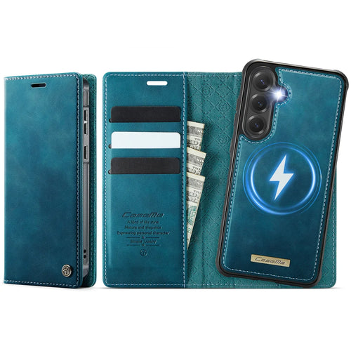 CASEME For Samsung Galaxy S23 FE Case  C49 Magnetic Case RFID Blocking Detachable Wallet Leather Phone Cover - Green - 1