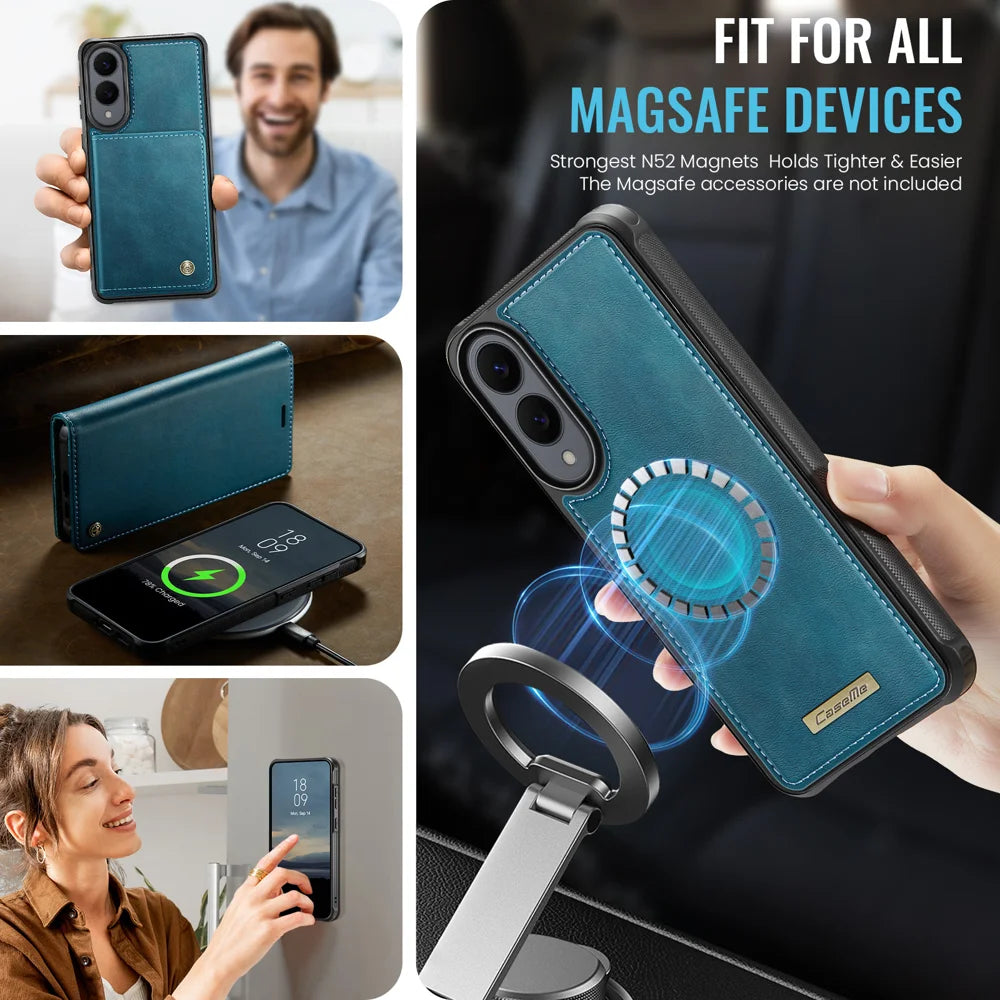 CASEME For Samsung Galaxy S25 Edge Case  C49  Magnetic Case RFID Blocking Detachable Wallet Leather Phone Cover - Green - 3