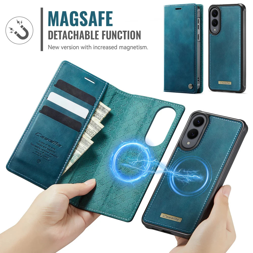 CASEME For Samsung Galaxy S25 Edge Case  C49  Magnetic Case RFID Blocking Detachable Wallet Leather Phone Cover - Green - 6