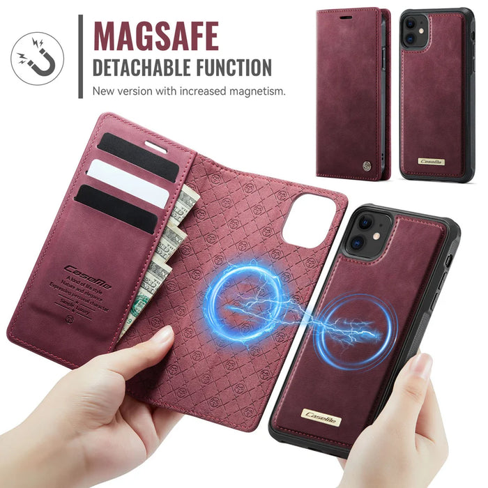 CASEME For iPhone 11 Case  C49  Compatible with MagSafe RFID Blocking Detachable Wallet Leather Phone Cover - Red - 6