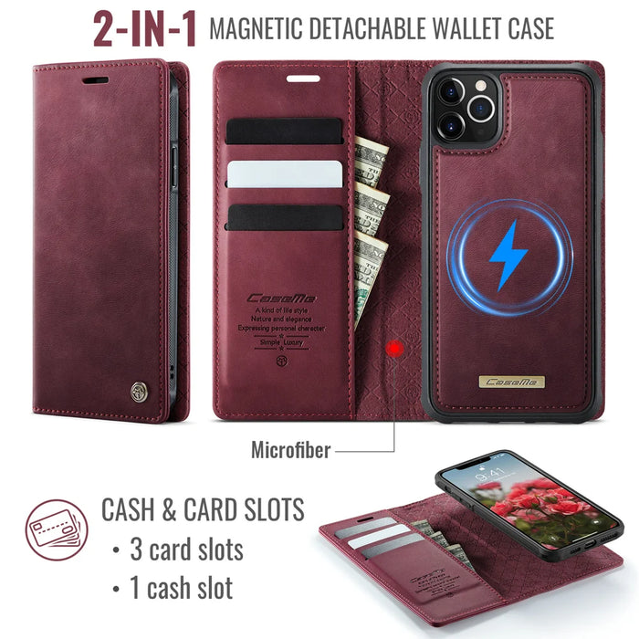CASEME For iPhone 11 Pro Max Case  C49  Compatible with MagSafe RFID Blocking Detachable Wallet Leather Phone Cover - Red - 2