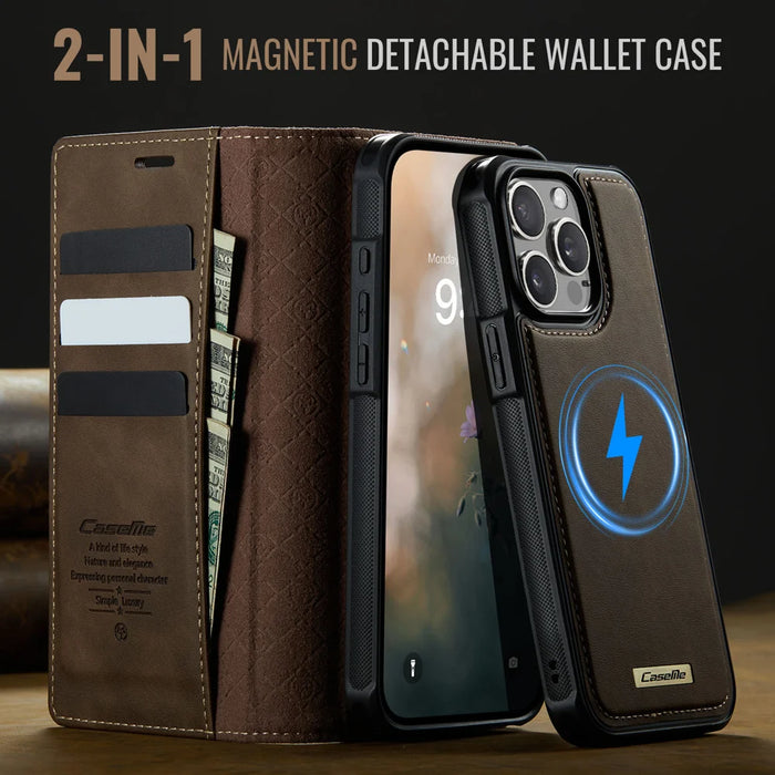 CASEME For iPhone 14 Pro Case  C49  Compatible with MagSafe RFID Blocking Detachable Wallet Leather Phone Cover - Coffee - 4