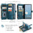 CASEME For Google Pixel 10 Pro XL Phone Cases with Strap  C30 Zipper Multiple Card Holder PU Leather Cover - Blue - 3