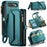 CASEME For Google Pixel 10 Pro / 10 / 9 Pro / 9 Leather Case  C36 Zipper 10 Card Slots Phone Cover with Straps - Green - 1