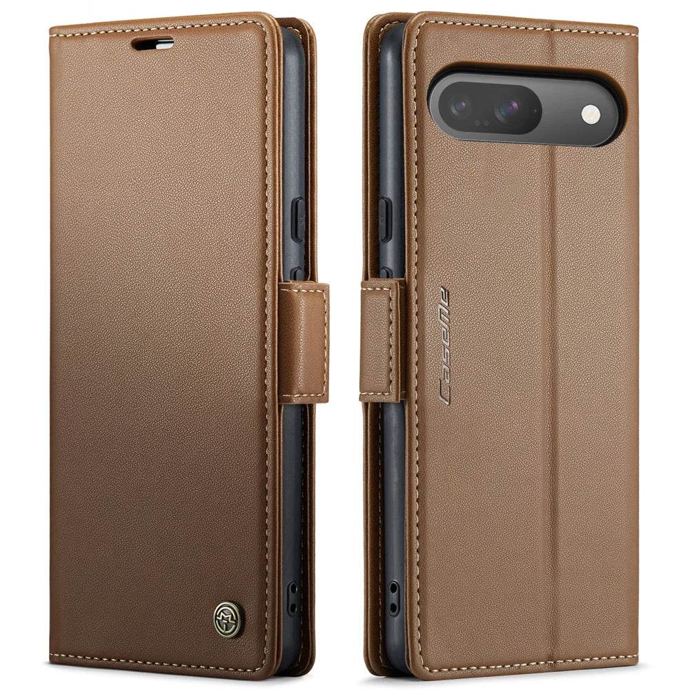 CASEME For Google Pixel 10 Pro / 10 / 9 Pro / 9 Case  023 Series RFID Blocking Leather Wallet Stand Phone Cover - Brown - 1