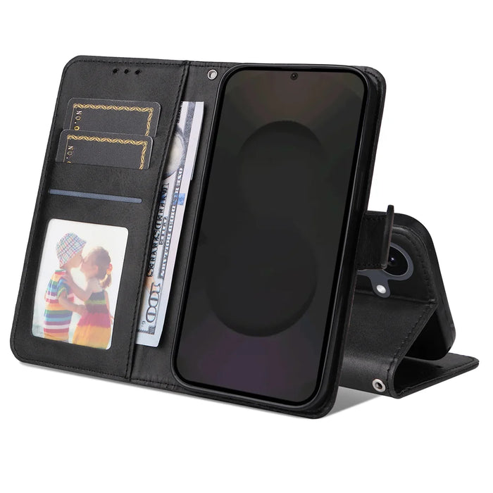 For Samsung Galaxy S25 FE Case Wallet PU Leather Folio Flip Phone Cover - Black - 2