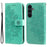 For Samsung Galaxy S25 FE Case Floral Pattern PU Leather Wallet Stand Phone Cover - Green - 1