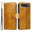 For iPhone Air Leather Case Wallet Stand Grids Imprinted Phone Cover with Strap - Yellow - 1