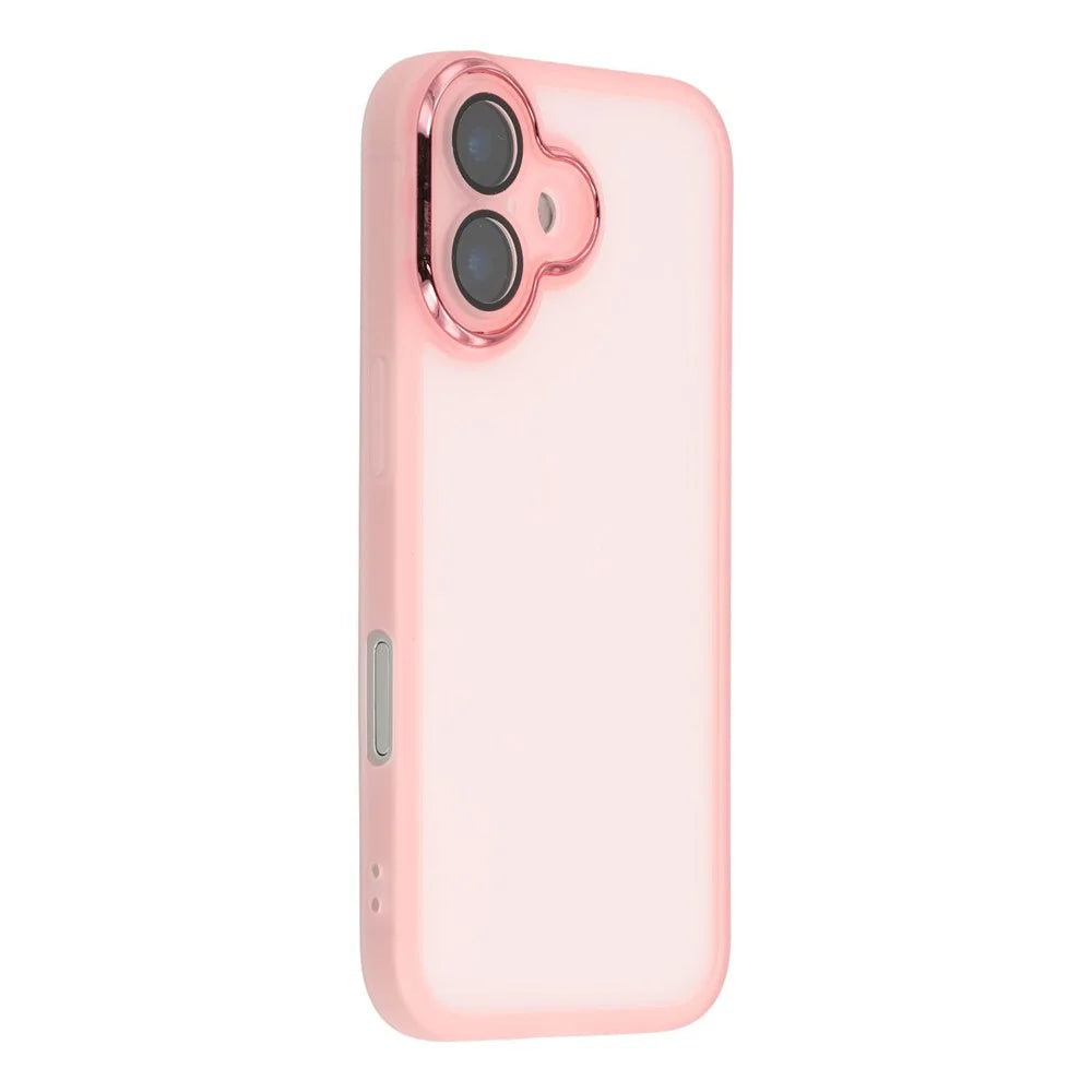 For iPhone 17 Case Electroplated Camera Frame TPU Phone Cover - Transparent Pink - 1