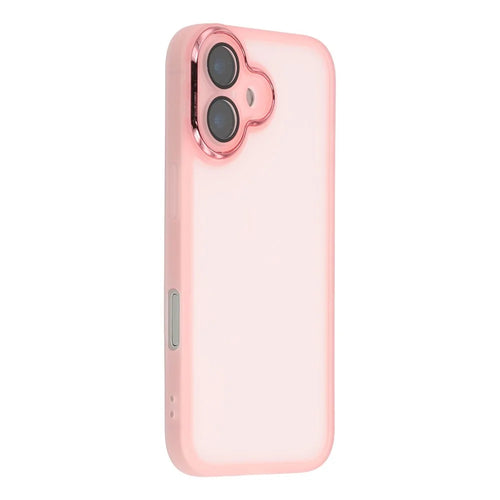 For iPhone 17 Case Electroplated Camera Frame TPU Phone Cover - Transparent Pink - 1