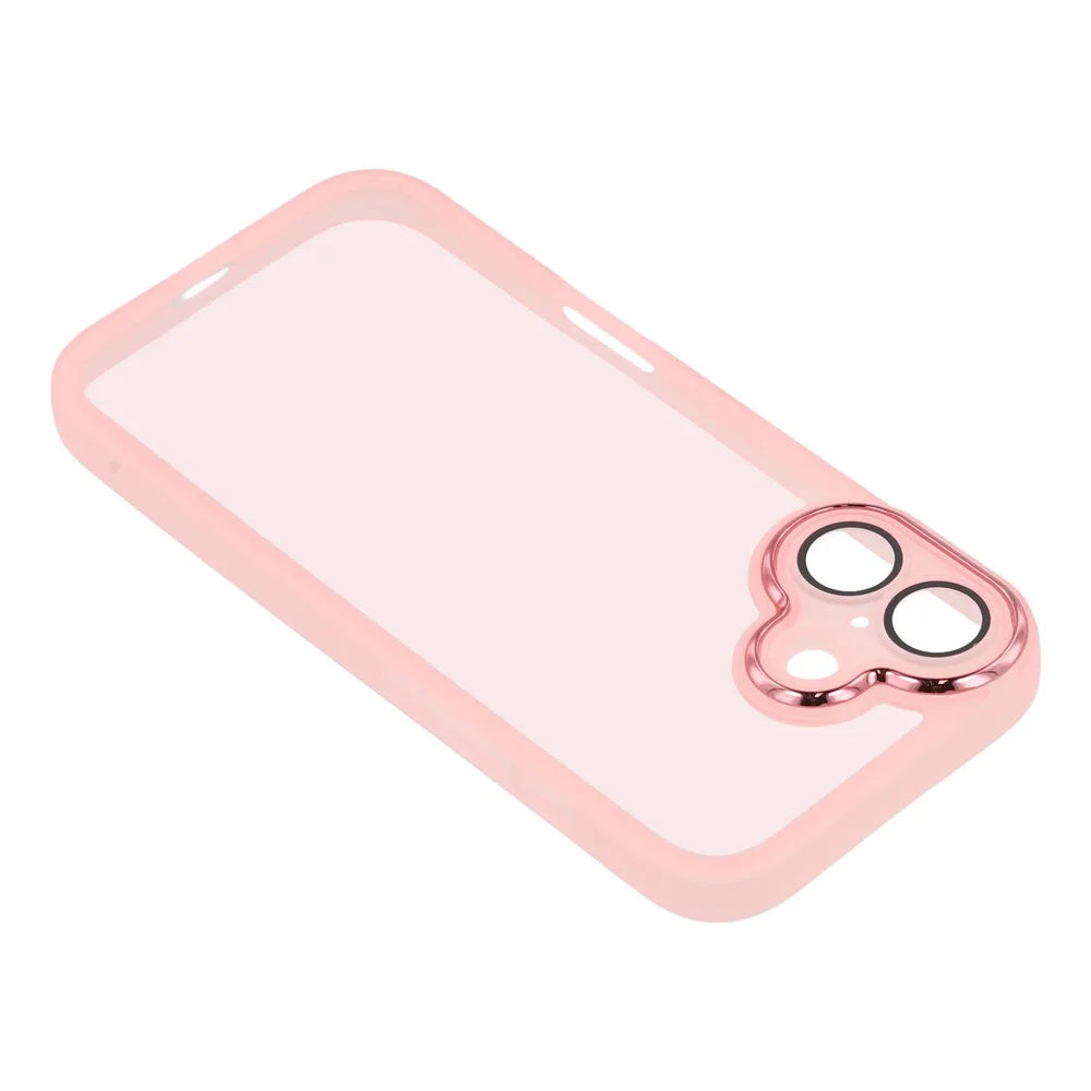 For iPhone 17 Case Electroplated Camera Frame TPU Phone Cover - Transparent Pink - 5