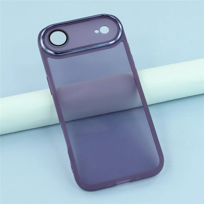 For iPhone Air Case Electroplated Camera Frame TPU Phone Cover - Transparent Purple - 6