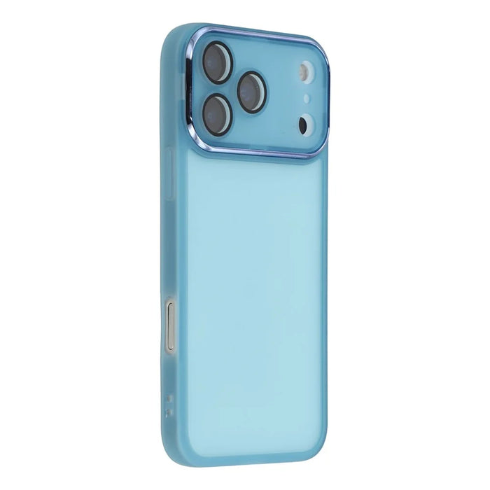For iPhone 17 Pro Max Case Electroplated Camera Frame TPU Phone Cover - Transparent Blue - 1