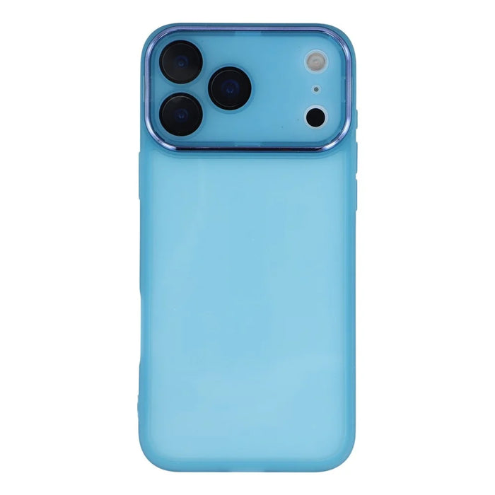 For iPhone 17 Pro Max Case Electroplated Camera Frame TPU Phone Cover - Transparent Blue - 3