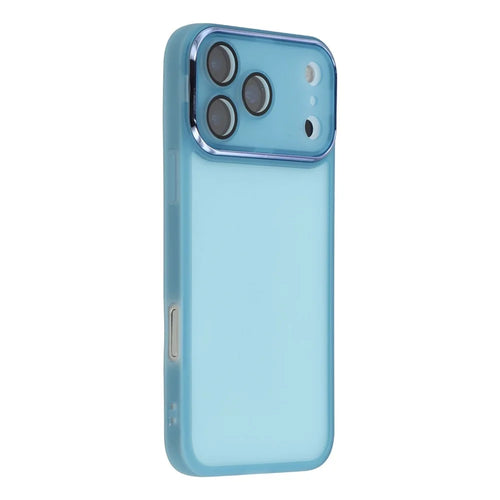 For iPhone 17 Pro Case Electroplated Camera Frame TPU Phone Cover - Transparent Blue - 1