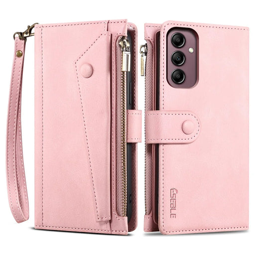 ESEBLE Star Series For Samsung Galaxy S25 FE Case Zipper Wallet Leather Stand Phone Cover with Wrist Strap - Rose Gold - 1