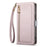 ESEBLE E11 For Samsung Galaxy S25 FE Case Zipper Pocket Litchi Texture Leather Phone Cover with Mirror and Wrist Strap - Light Purple - 7