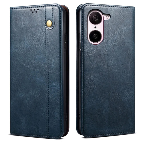 Wallet Case for OnePlus Nord CE5 5G / Ace 5 Racing 5G Crazy Horse Texture Waxy Leather Stand Phone Cover - Blue - 1