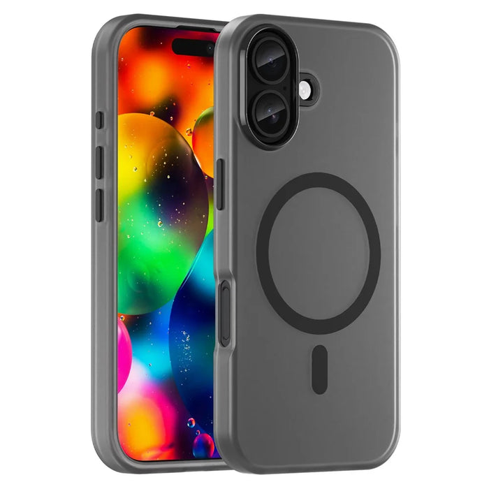 For iPhone 17 Case Compatible with MagSafe TPU + PC Slim Matte Translucent Phone Cover - Black - 1