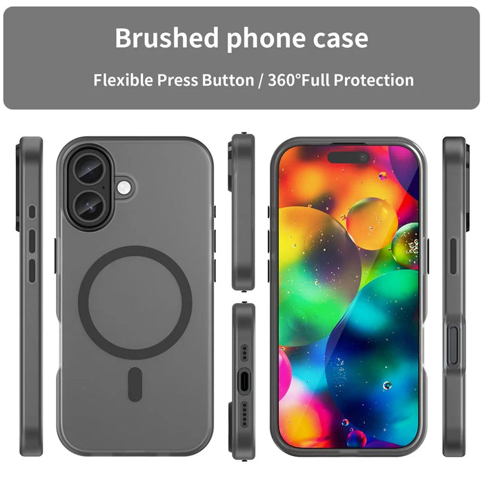 For iPhone 17 Case Compatible with MagSafe TPU + PC Slim Matte Translucent Phone Cover - Black - 3