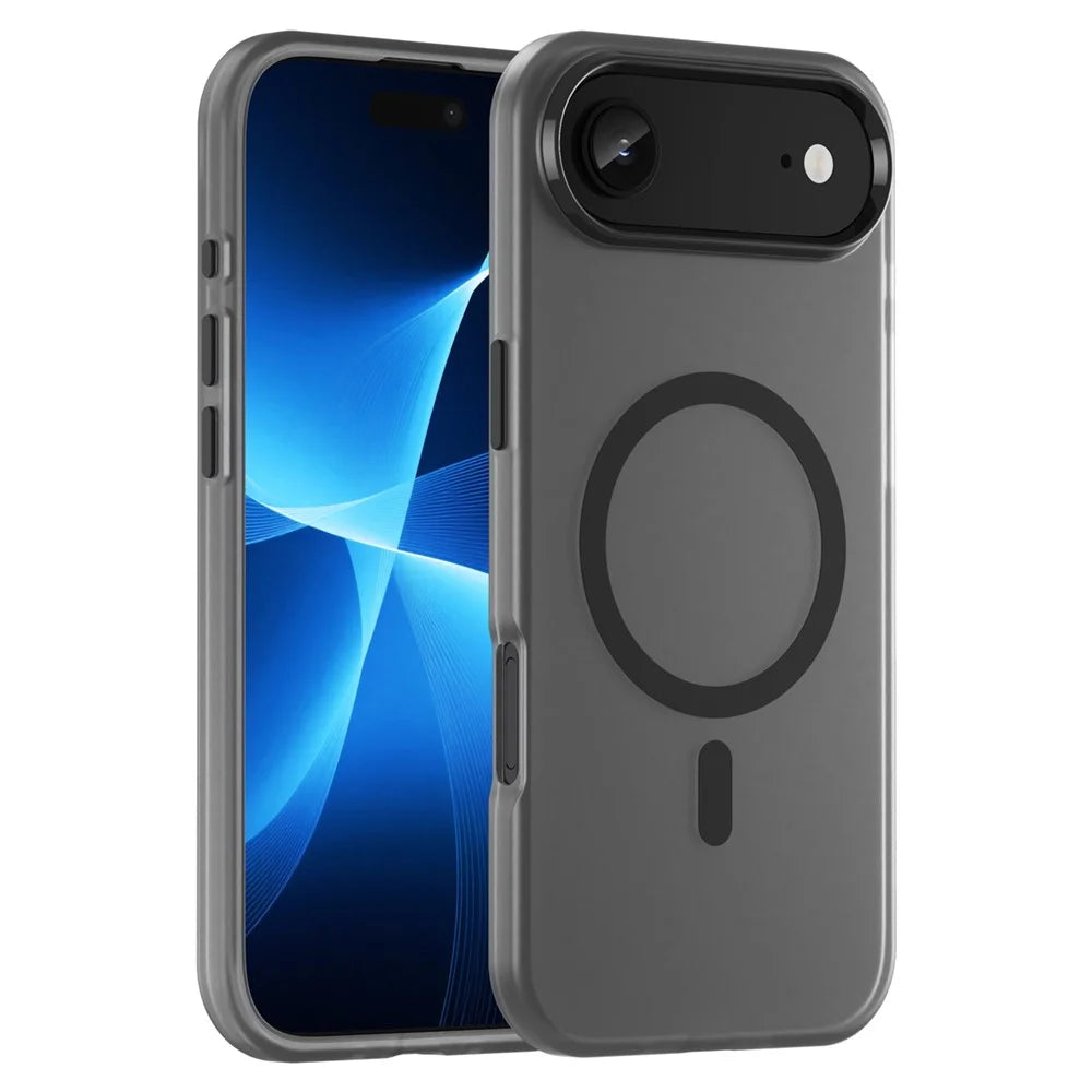 For iPhone Air Case Compatible with MagSafe TPU + PC Slim Matte Translucent Phone Cover - Black - 1
