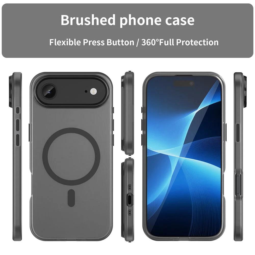 For iPhone Air Case Compatible with MagSafe TPU + PC Slim Matte Translucent Phone Cover - Black - 3