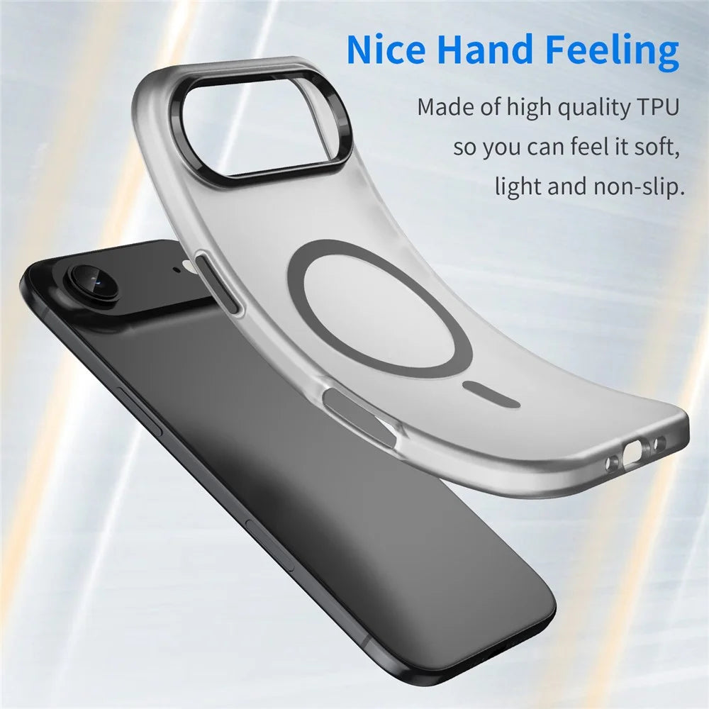 For iPhone Air Case Compatible with MagSafe TPU + PC Slim Matte Translucent Phone Cover - Black - 4