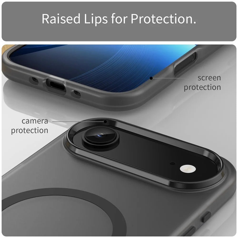 For iPhone Air Case Compatible with MagSafe TPU + PC Slim Matte Translucent Phone Cover - Black - 6