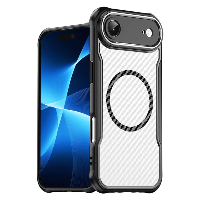 For iPhone Air Case Compatible with MagSafe Hybrid Phone Cover Carbon Fiber - Black - 1