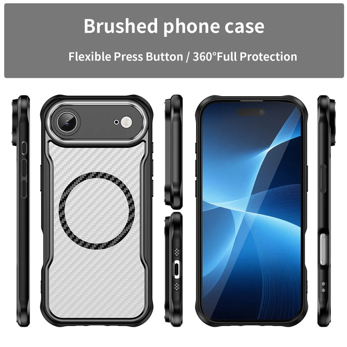 For iPhone Air Case Compatible with MagSafe Hybrid Phone Cover Carbon Fiber - Black - 3