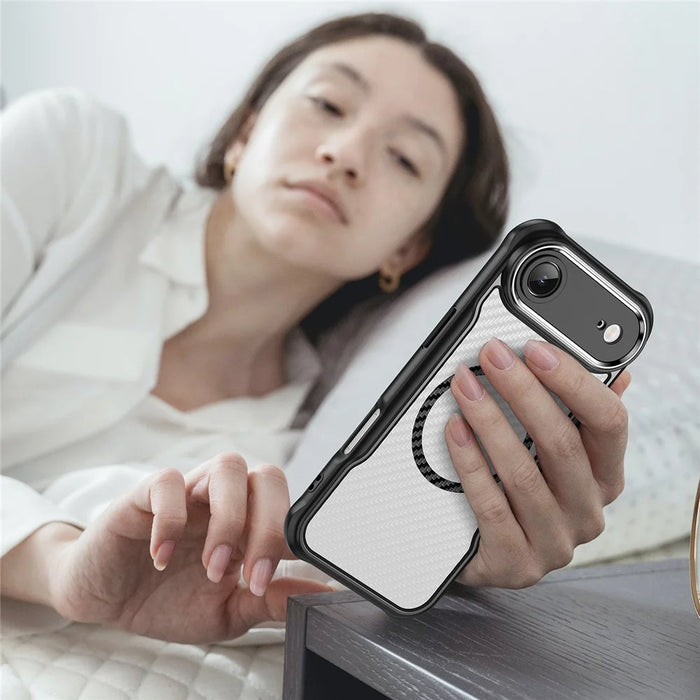 For iPhone Air Case Compatible with MagSafe Hybrid Phone Cover Carbon Fiber - Black - 7