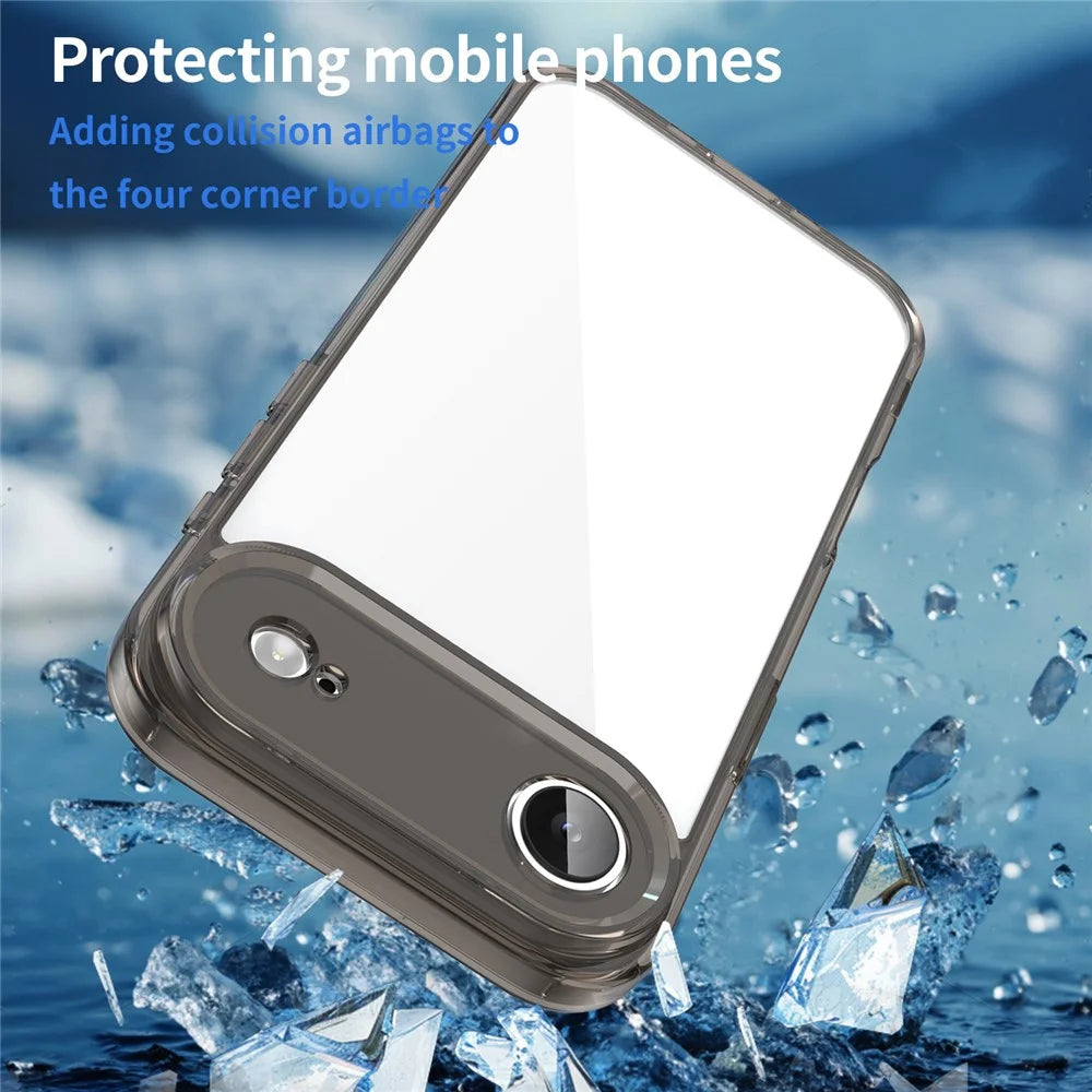For iPhone Air Case TPU + Acrylic Phone Back Cover Anti Yellowing - Black - 6