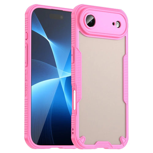 For iPhone Air Case PC + TPU Semi-Transparent Frosted Finish Protective Phone Cover - Pink - 1