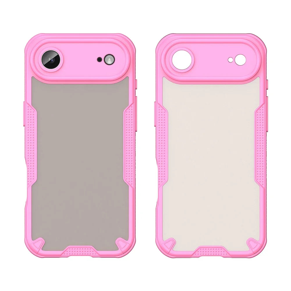 For iPhone Air Case PC + TPU Semi-Transparent Frosted Finish Protective Phone Cover - Pink - 2